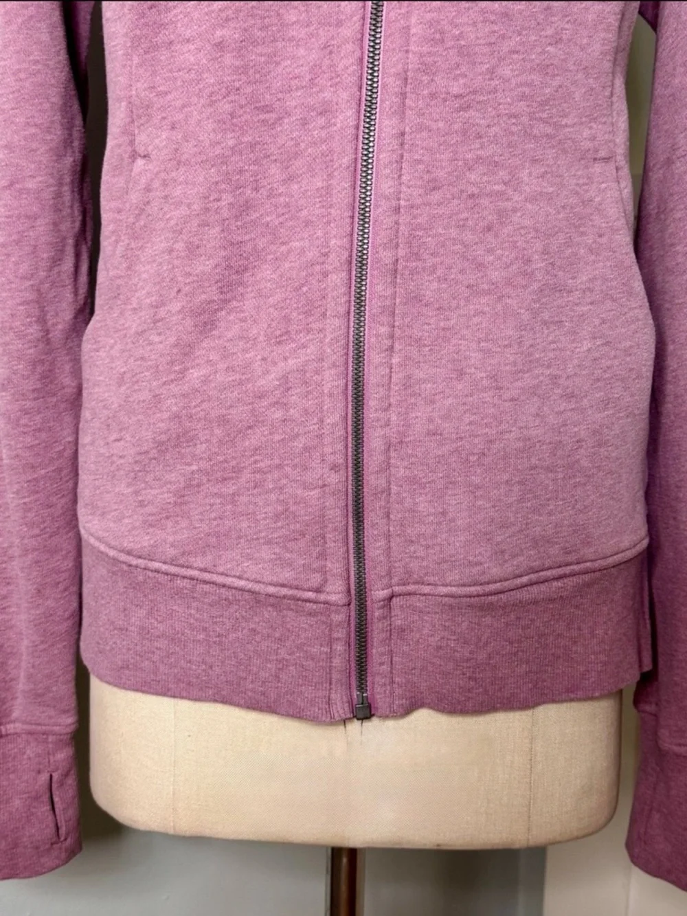 Lululemon Scuba Hoodie Jacket Light Cotton Fleece Heathered Velvet Dust Size 10